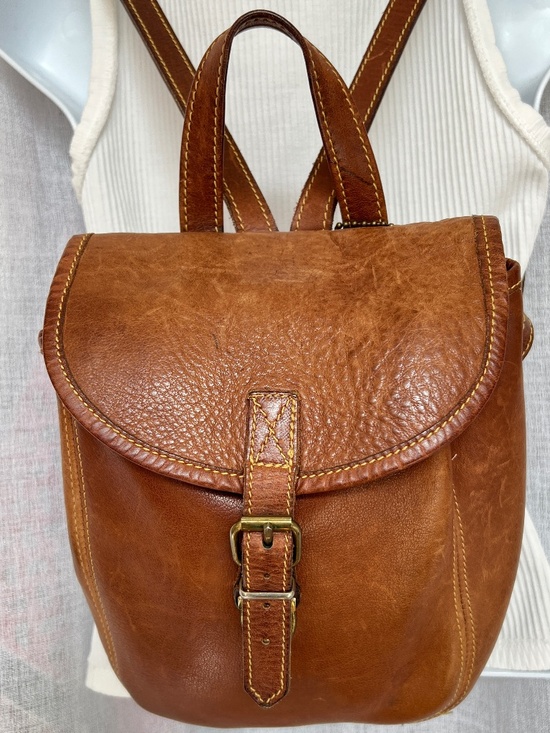 Roots Handbags - Roots Backpack Vintage Distressed Leather Brown Small Bag Made in Canada